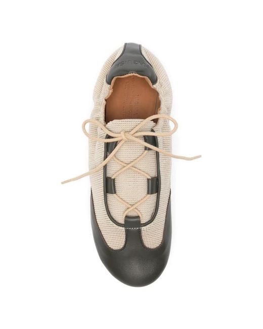 Naguisa White Raluca Leather-Trim Sneakers