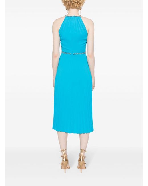 Nissa Blue Pleated Midi Dress