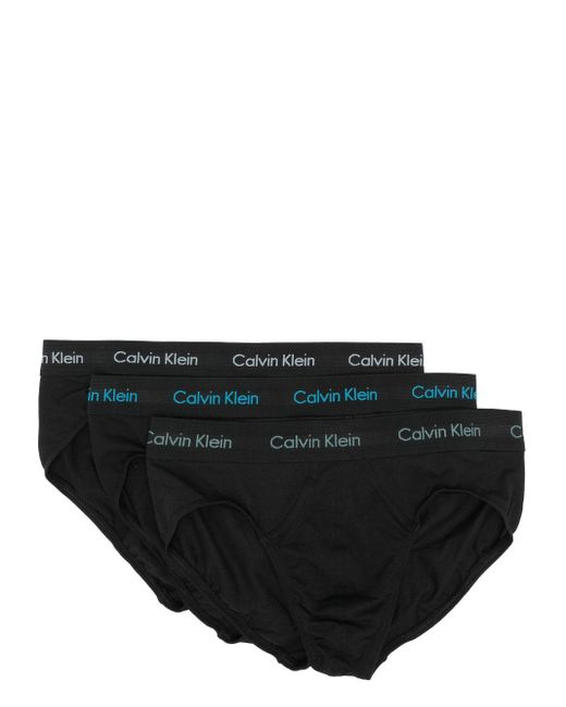 Calvin Klein Black Logo-waistband Briefs (pack Of Three) for men