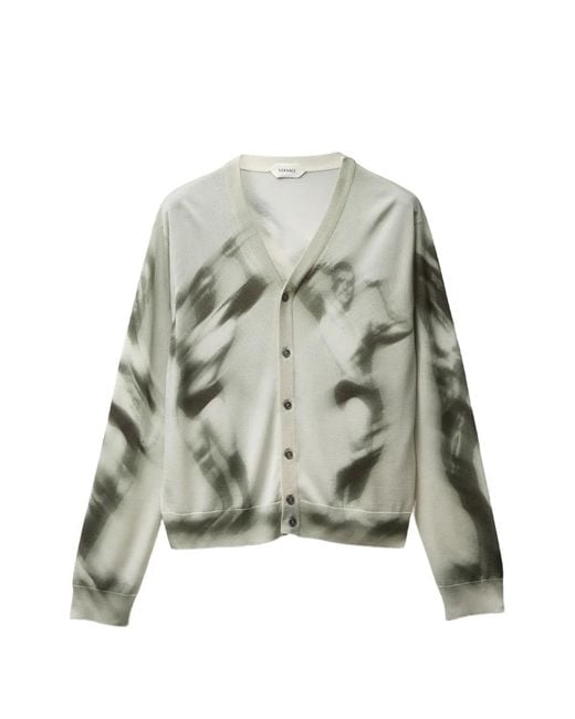 Versace Natural Cardigan Imprimé En Soie for men