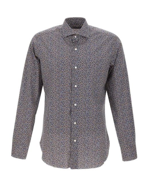 Barba Napoli Gray Micro-Optical Pattern Shirt for men