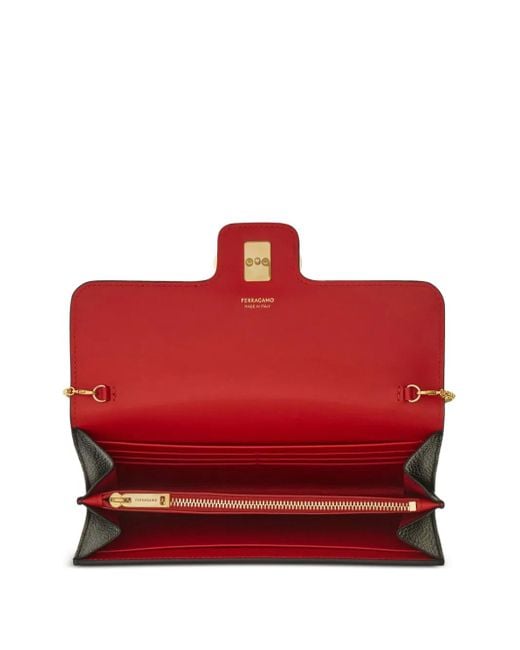 Ferragamo Black Gancini Chain Wallet