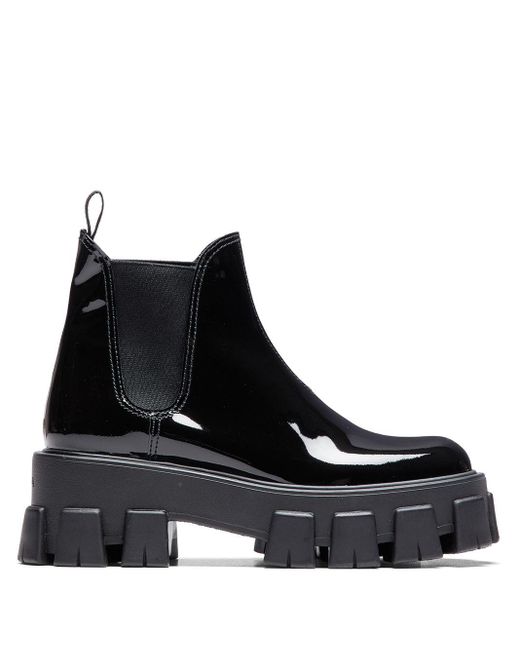 Prada Monolith Chelsea Boots in Black | Lyst