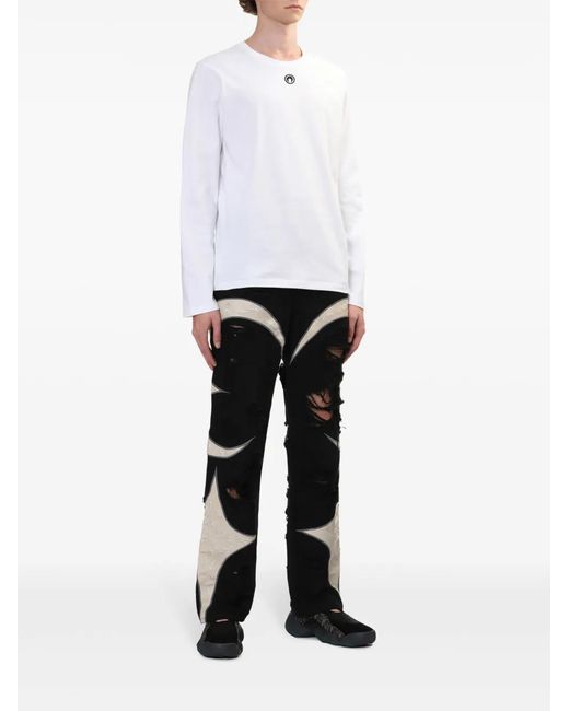 MARINE SERRE White Logo-Embroidered T-Shirt for men