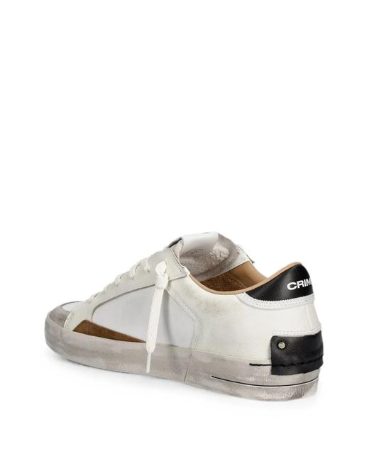 Crime London White Sk8 Deluxe Sneakers for men