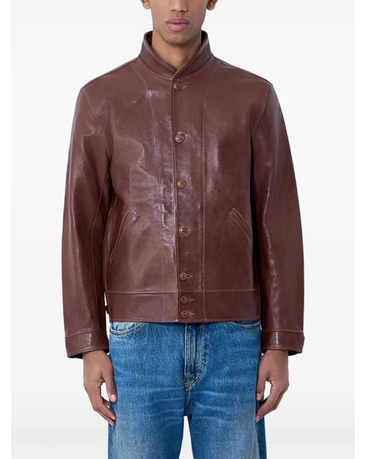 Levi's Red Button High-Neck Leather Jacket for men