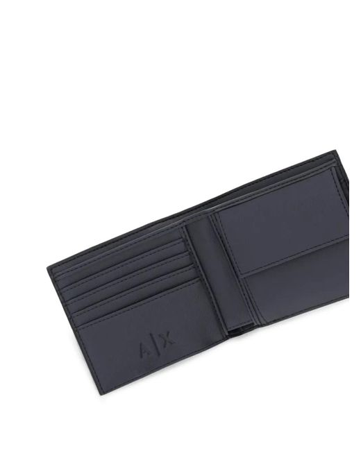 ARMANI EXCHANGE Black Monogram-Pattern Bifold Wallet for men