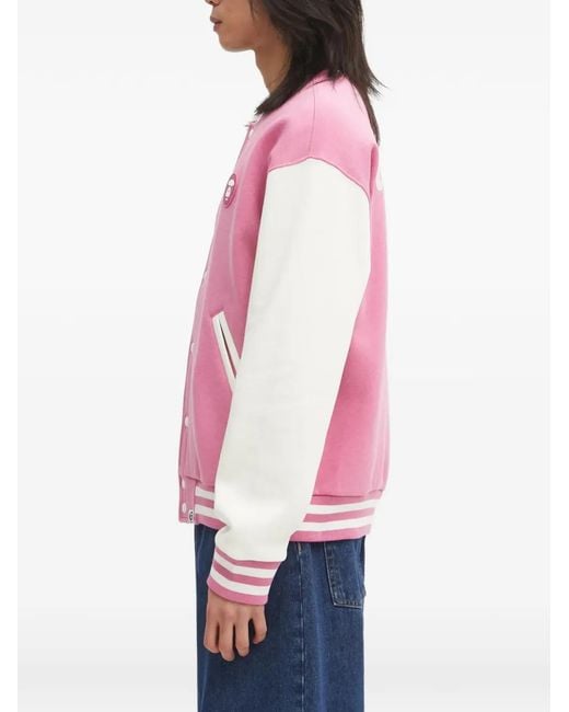 Aape By A Bathing Ape Pink Button-Fastening Striped-Trim Bomber Jacket for men