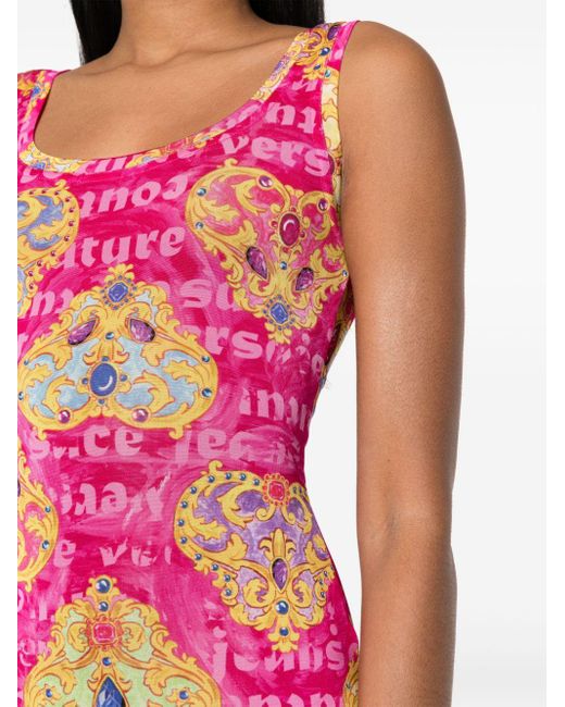 Robe à imprimé cœur-Couture Versace en coloris Pink