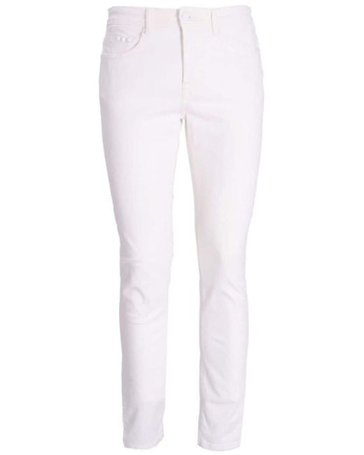 Karl Lagerfeld White Slim-cut Cotton Trousers