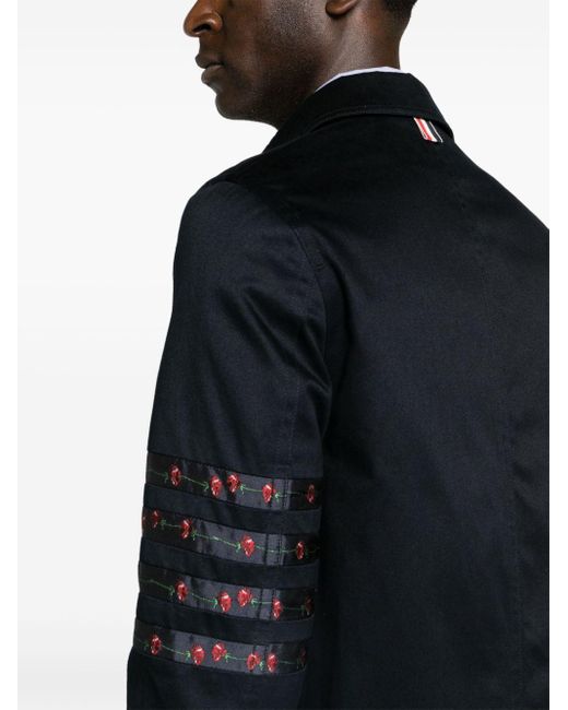 Thom Browne Blue Floral Stripe-detailing Shirt Jacket for men