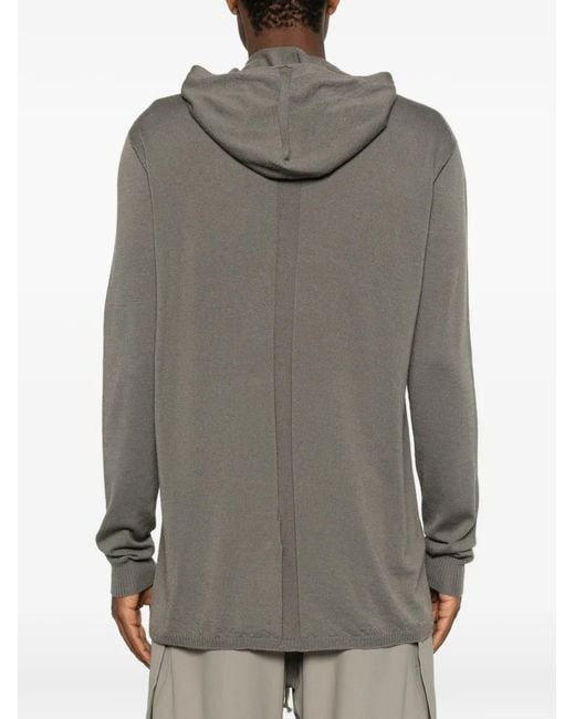 Rick Owens Gray Oversized Fine-Knit Hoodie for men