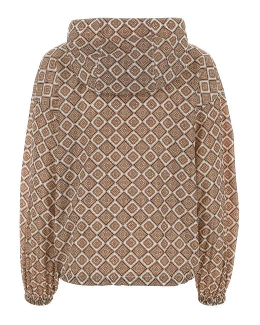 Prada Brown Geometric-Print Hooded Jacket