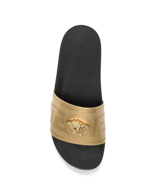 Versace White Greca Medusa Slides for men