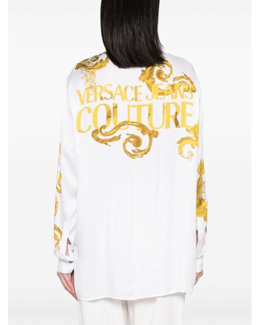 T-shirt Watercolour Couture di Versace in Metallic