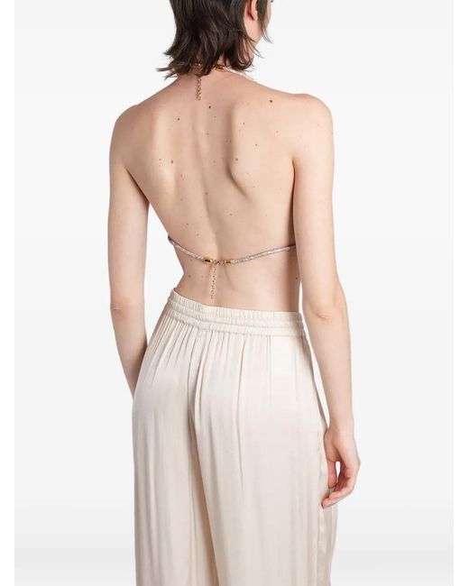 HIBOURAMA Natural Diamond Crystal-Embellished Top