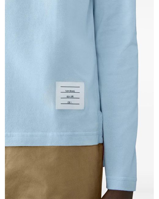 Thom Browne Blue Three-Stripe Long-Sleeved T-Shirt for men