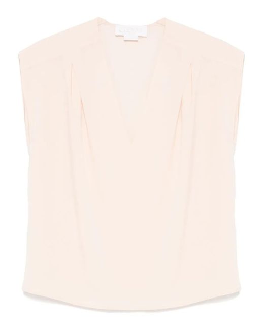Genny Natural Cap-sleeve blouse