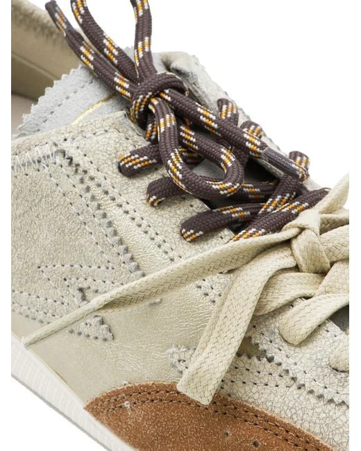 Moa Concept Natural Ikigai Suede-Panelled Cracked-Effect Sneakers