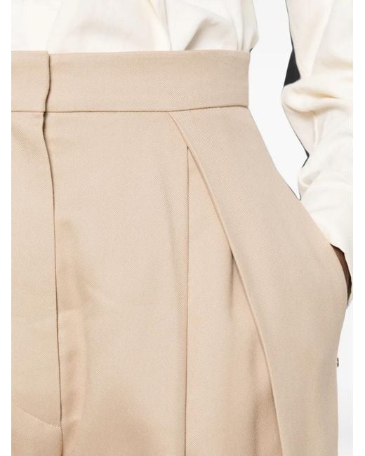 Sportmax White Pleated Wide-Leg Tailored Trousers