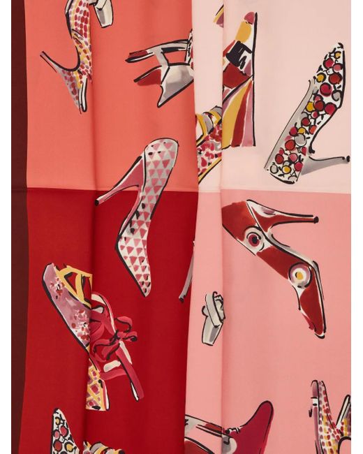Ferragamo Pink Genio-Print Silk Scarf