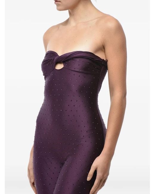 ANDAMANE Purple Strass-Embellished Strapless Jumpsuit