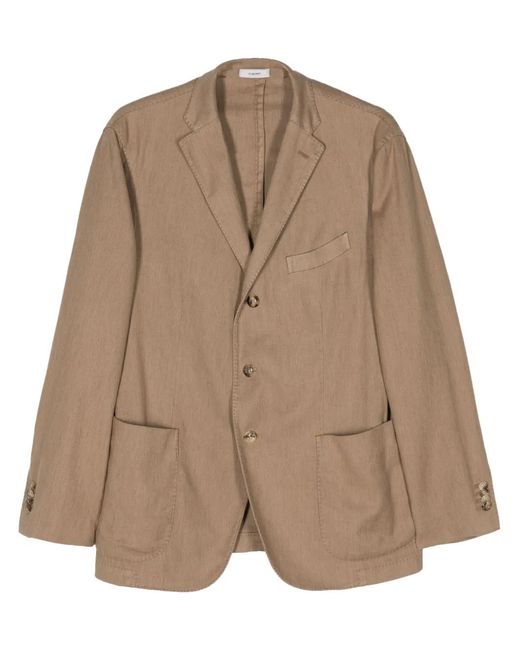 Boglioli Brown Cotton Blend Single-Breasted Jacket for men