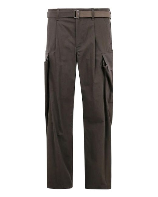 Sacai Gray Pleated Cargo Pants for men