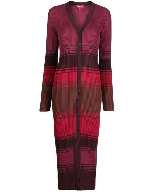 Robe rayée Shoko à design nervuré Staud en coloris Red
