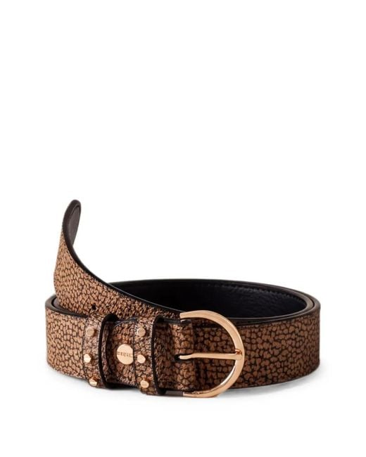 Borbonese Brown Animal-Print Buckled Belt