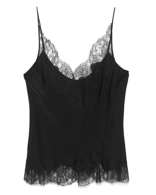 Carine Gilson Black Seiden-Camisole Mit V-Ausschnitt