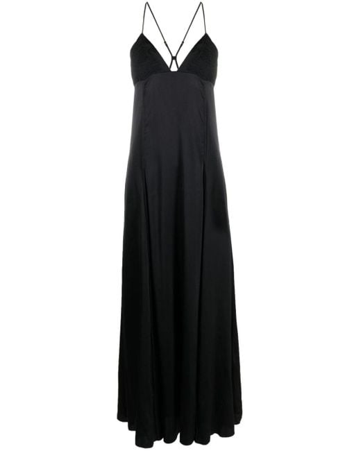 Forte Forte Black Lace-detailed Silk Maxi Dress