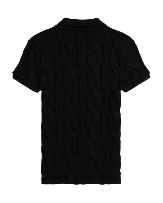 Polo Ralph Lauren Black Cable-Knit Polo Shirt