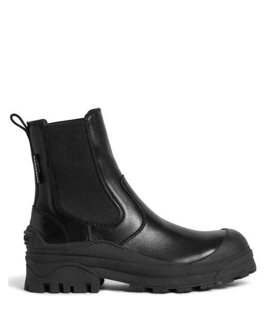 DSquared² Black Logo-Embossed Leather Boots for men