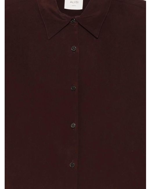 Alysi Brown Button-Front Cropped Shirt