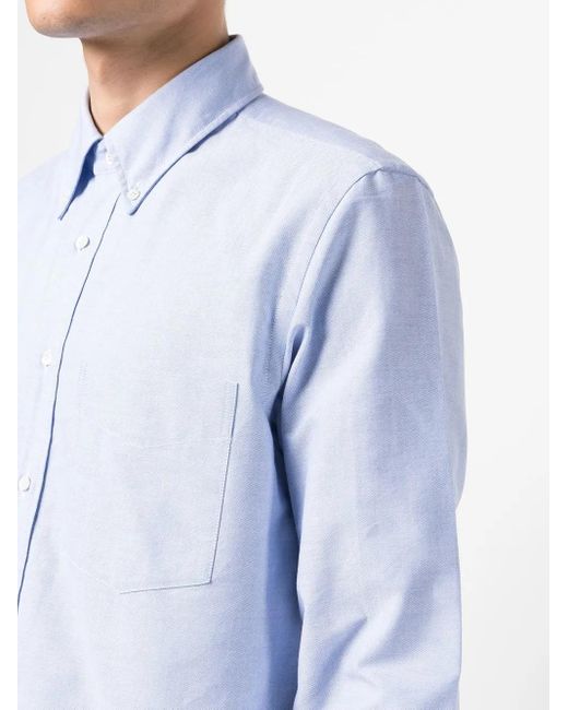 Aspesi Blue Long-Sleeve Patch-Pocket Shirt for men