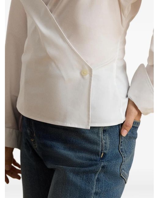 Ralph Lauren White Devra Wrap-Style Blouse