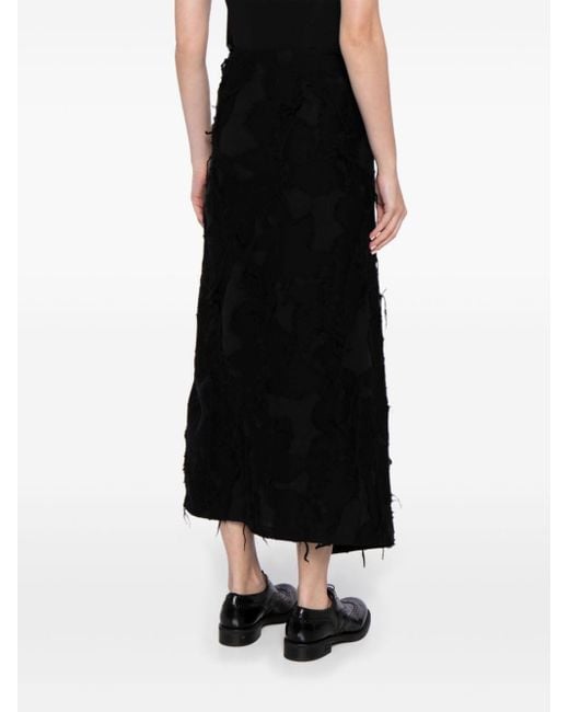 Falda midi con efecto envejecido Yohji Yamamoto de color Black