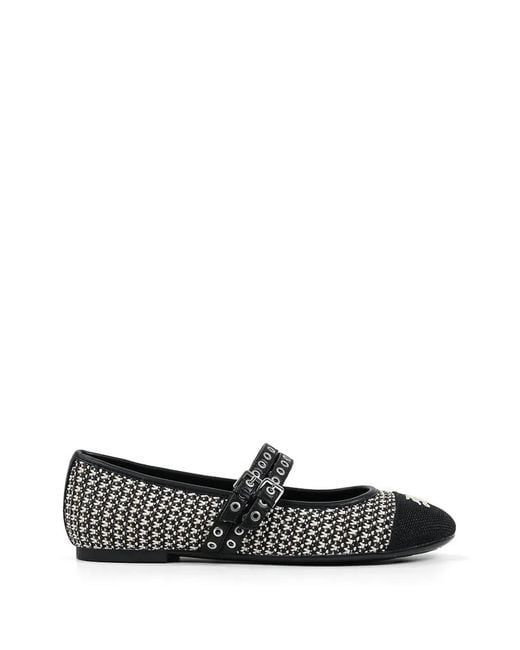 Karl Lagerfeld White Eyelet-Embellished Ballet Flats