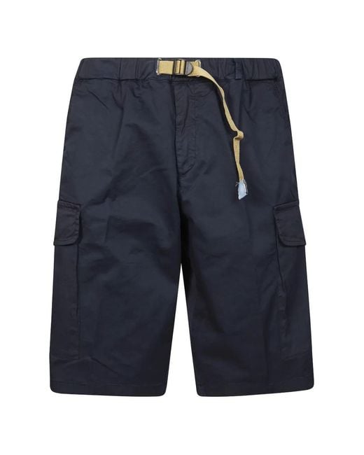 White Sand Blue Belted Cargo Shorts for men