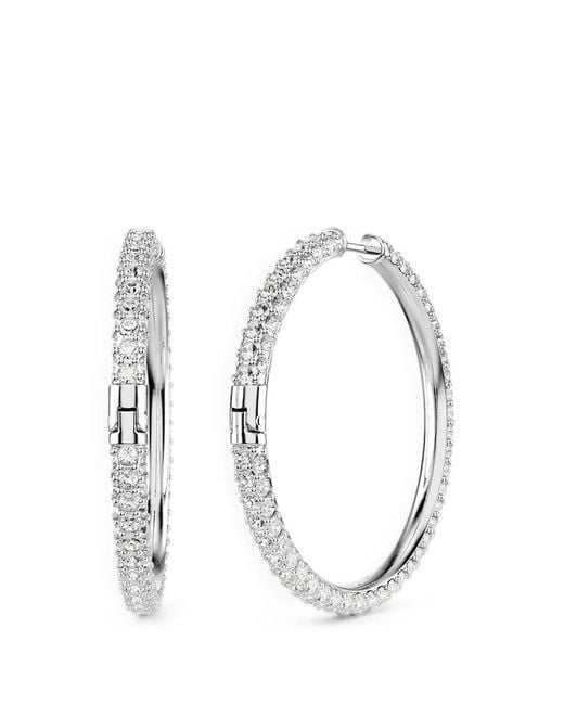 Swarovski White Crystal-Embellished Hoop Earrings