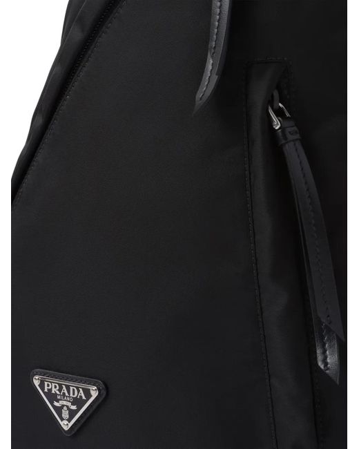 Prada Black Triangular Logo-Plaque Backpack for men