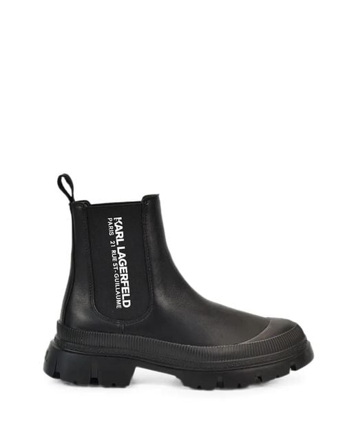 Karl Lagerfeld Black Logo-Print Ankle Boots for men