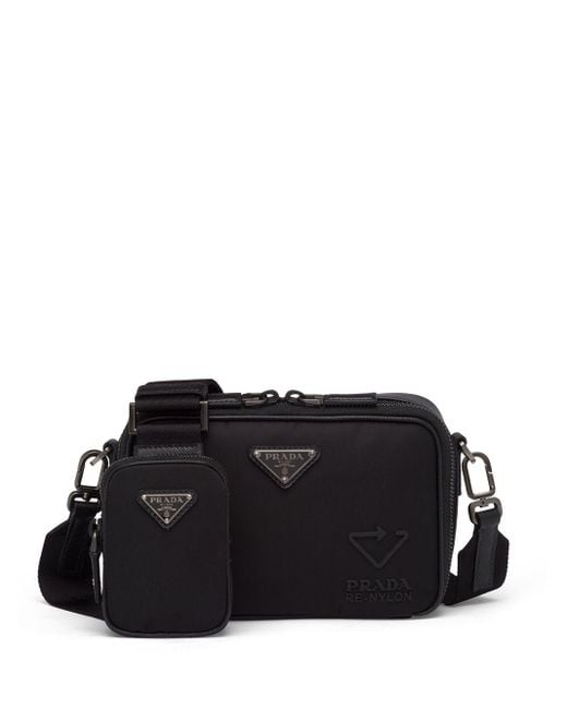 Prada Black Brique Re-nylon And Saffiano Leather Bag for men