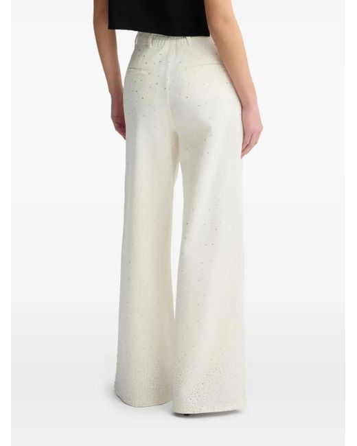 Liu Jo White Rhinestone-Embellished Flared Jeans