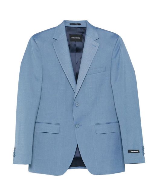 Karl Lagerfeld Blue Mélange-Effect Blazer for men