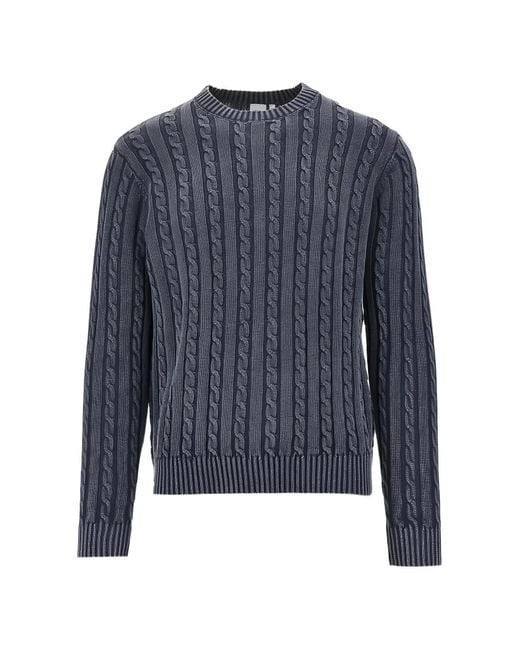 Aspesi Blue Cable-Knit Sweater for men
