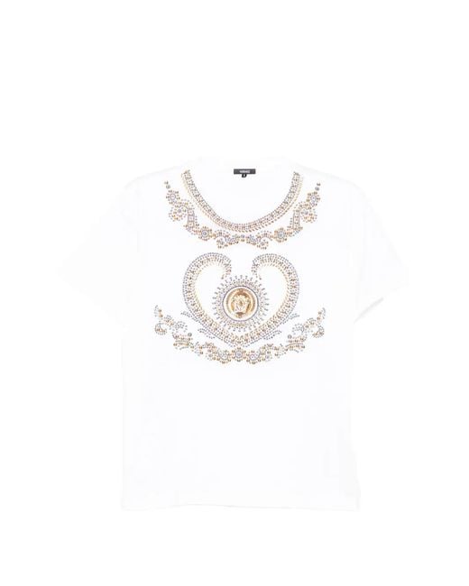 Versace White Embellished T-Shirt