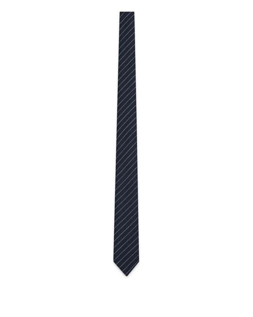 Thom Browne Blue Pinstripe High-Twist Wool Short Tie