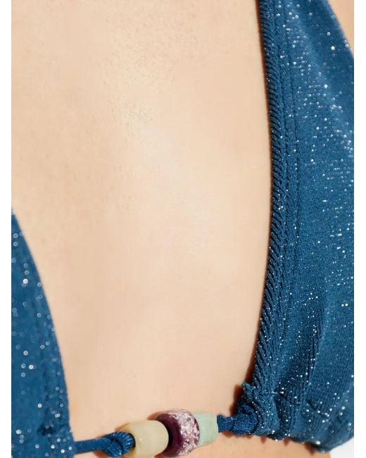Bondeye Blue Beaded Triangle Bikini Top